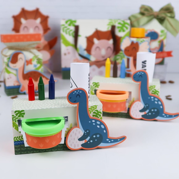 Kit Colorir com Giz de Cera e Massinha Dino Baby