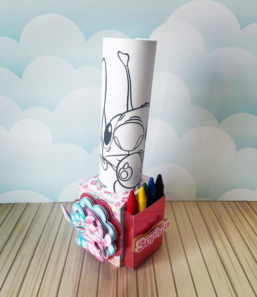 Kit para Colorir com Giz de Cera Stitch e Angel - Imagem 2