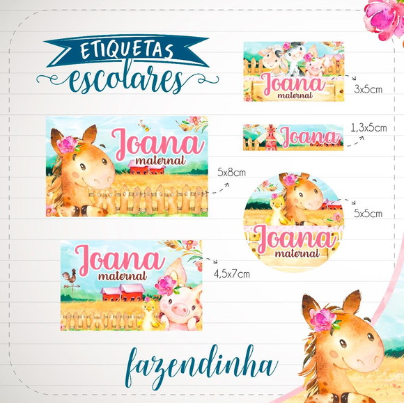 Etiquetas Escolares Personalizadas Fazendinha