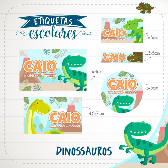 Etiquetas Escolares Personalizadas Dinossauro