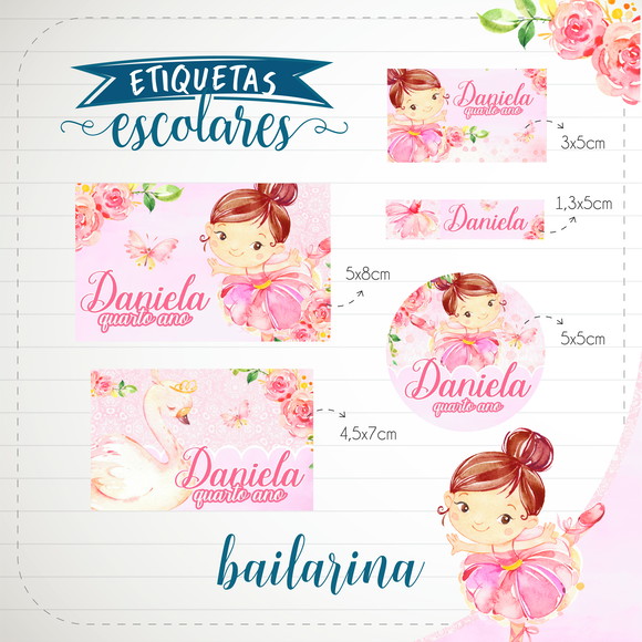 Etiquetas Escolares Personalizadas Bailarina