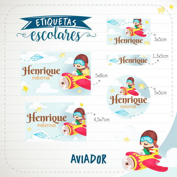 Etiquetas Escolares Personalizadas Aviador