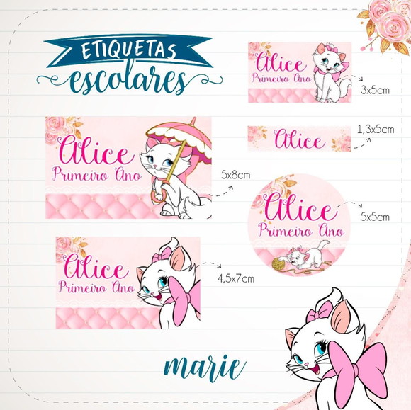 Etiquetas Escolares Personalizadas Gata Marie