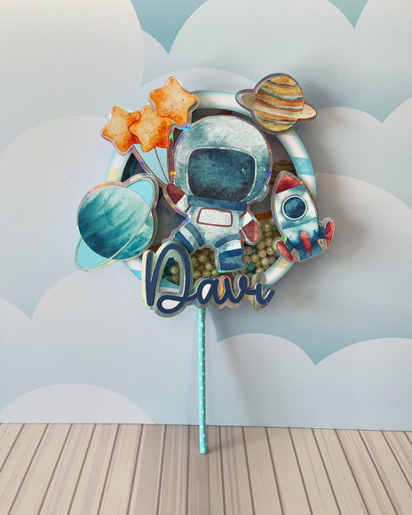 Topo de Bolo Shaker Astronauta