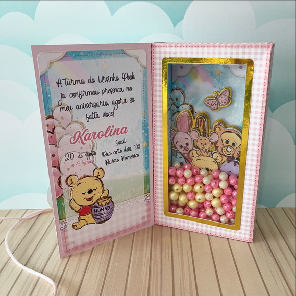 Convite Shaker Ursinho Pooh