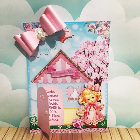 Convite de Aniversario Casinha de Boneca