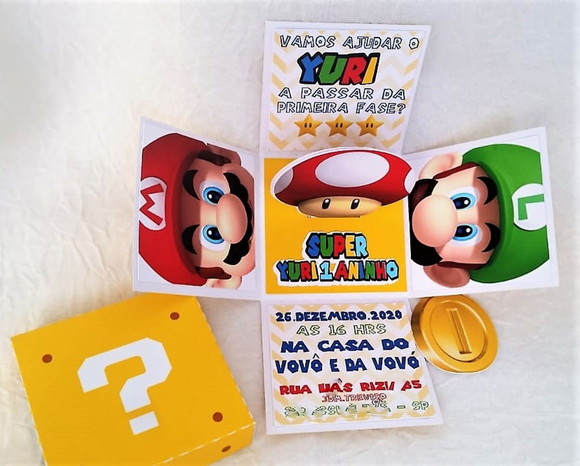 Caixa Convite Super Mario Bross - Imagem 2
