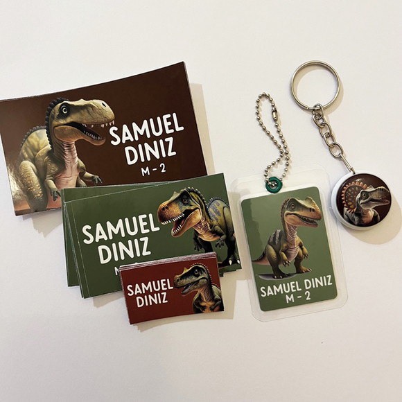 Kit Adesivos e Tag Material Escolar Dinossauros