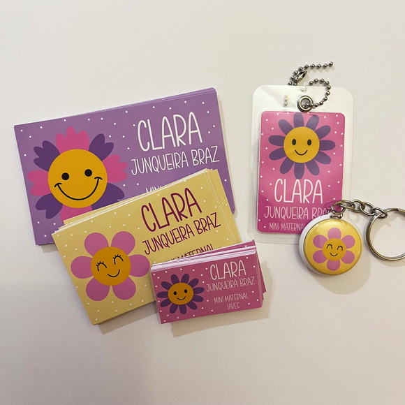 Kit Adesivos e Tag Material Escolar Florzinha