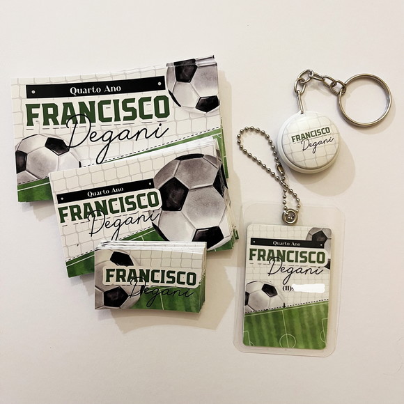 Kit Adesivos e Tag Material Escolar Futebol