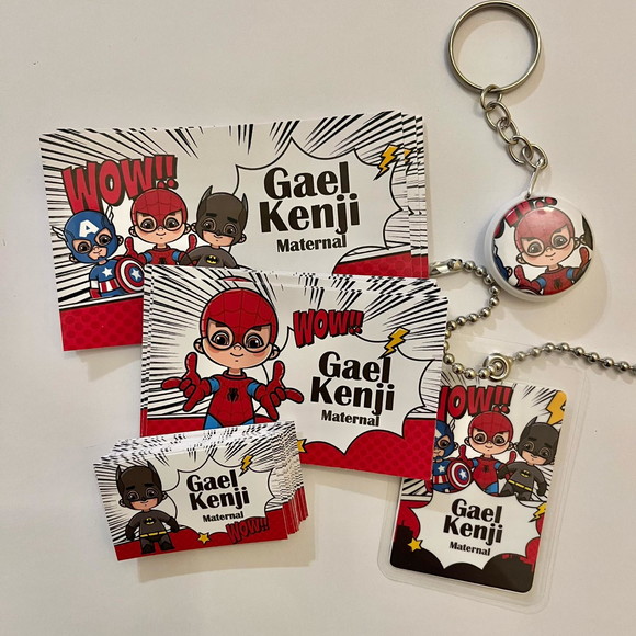 Kit Adesivos e Tag Material Escolar Heróis