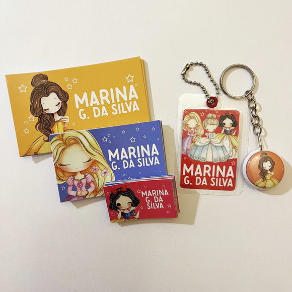 Kit Adesivos e Tag Material Escolar Princesas