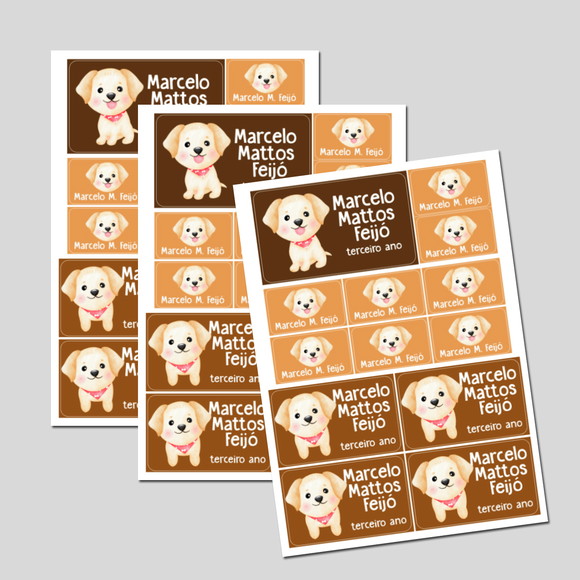 Etiqueta Escolar Cachorrinho Golden Retriever