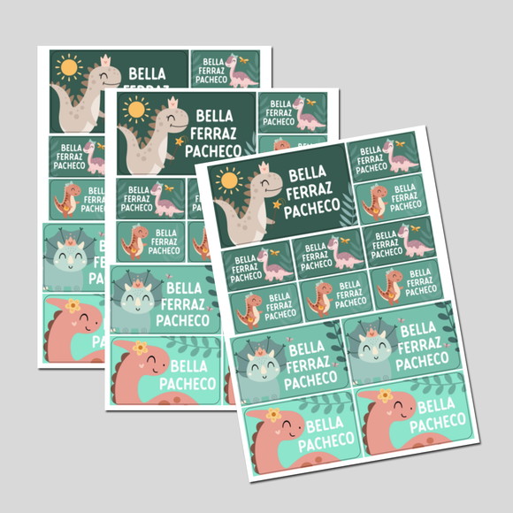 Etiqueta Escolar Dinossauro Meninas