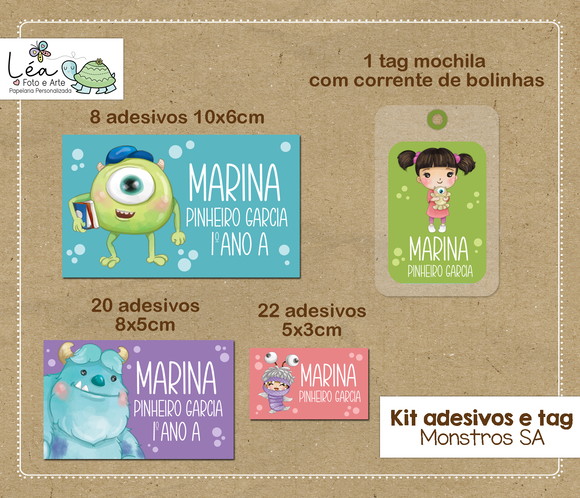 Etiqueta Escolar Monstros Sa