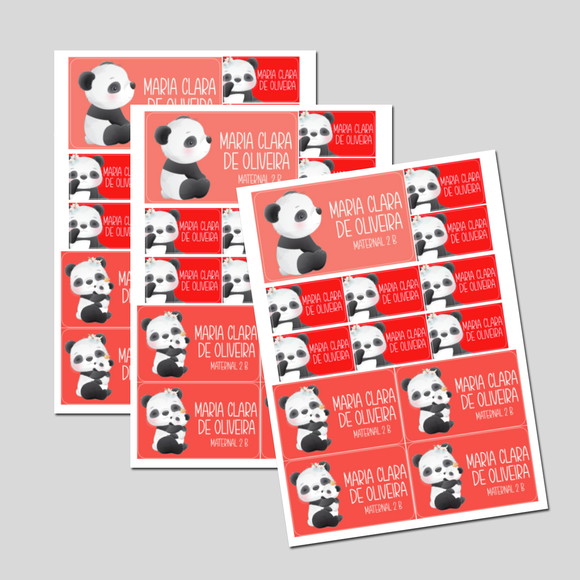 Etiqueta Escolar Panda