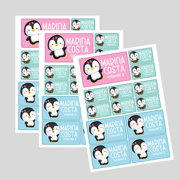 Etiqueta Escolar Pinguim Menina