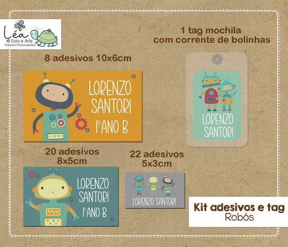 Etiqueta Escolar Robôs