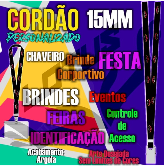 Cordão para Crachá Personalizado 15mm