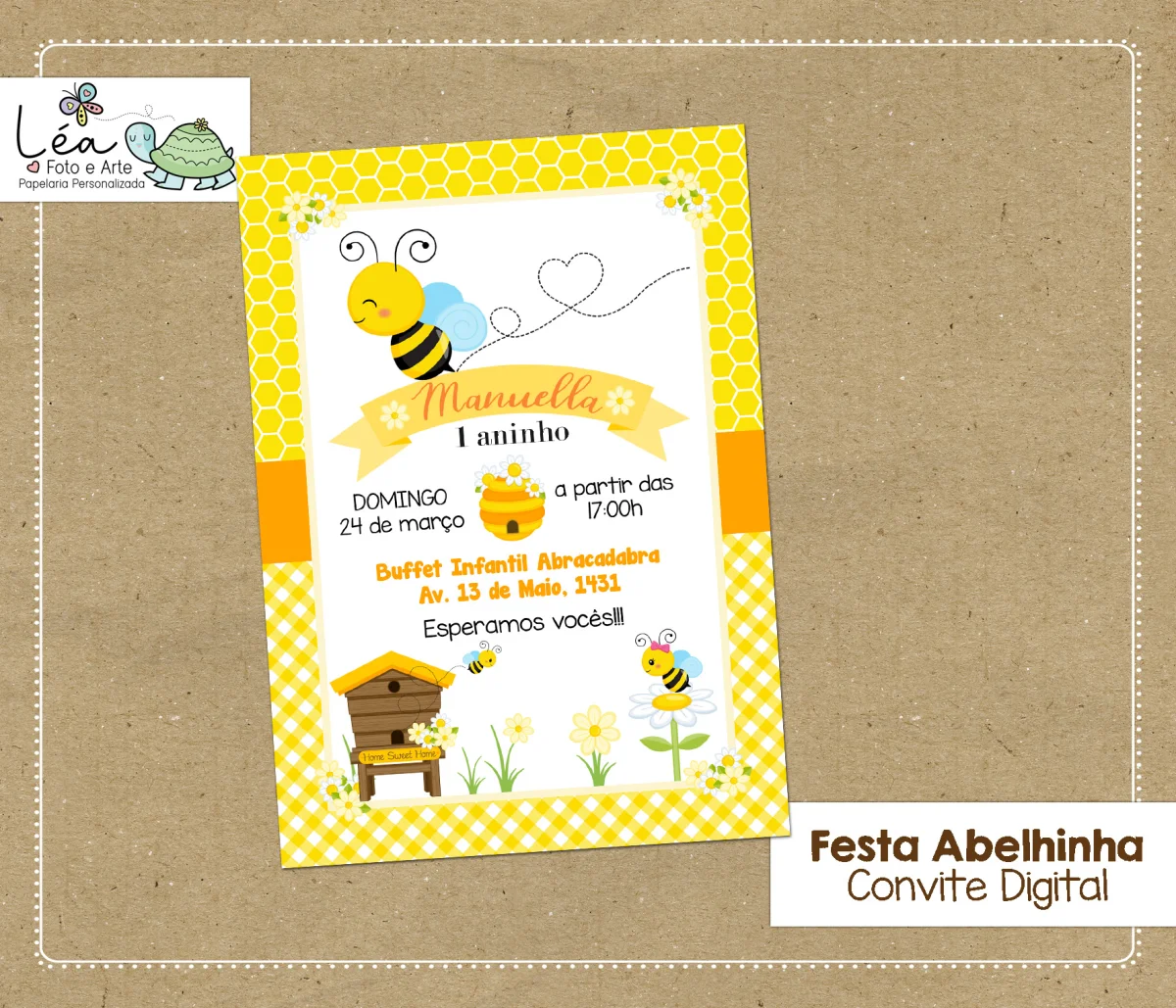 Convite digital Abelhinha - Imagem 1