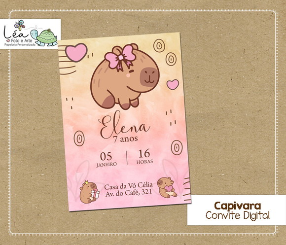 Convite Digital Aniversário Capivara