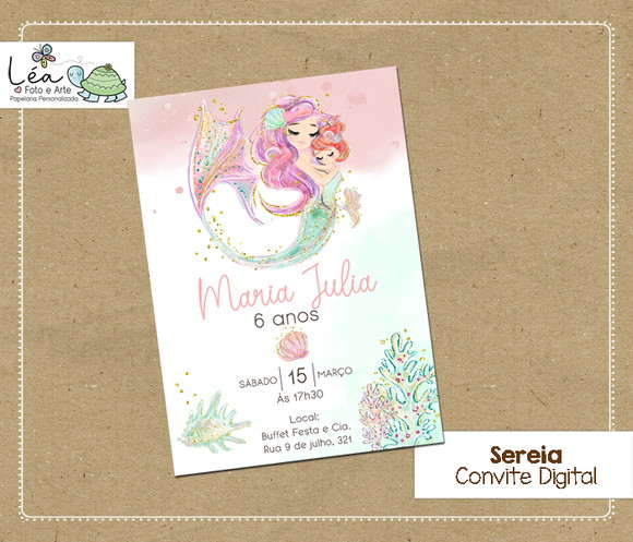 Convite Digital Aniversário Sereia