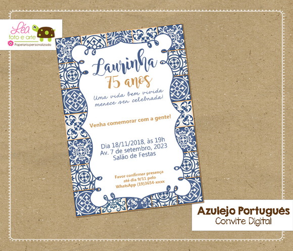 Convite Digital Azulejo Português
