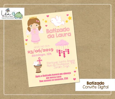 Convite digital Batizado Menina