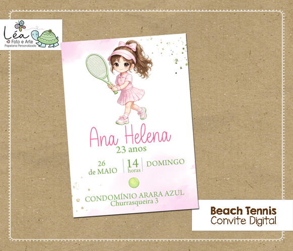 Convite Digital Beach Tennis Menina