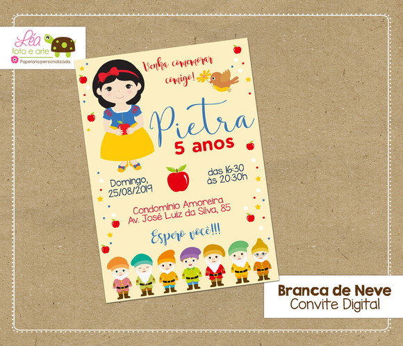 Convite digital Branca de Neve
