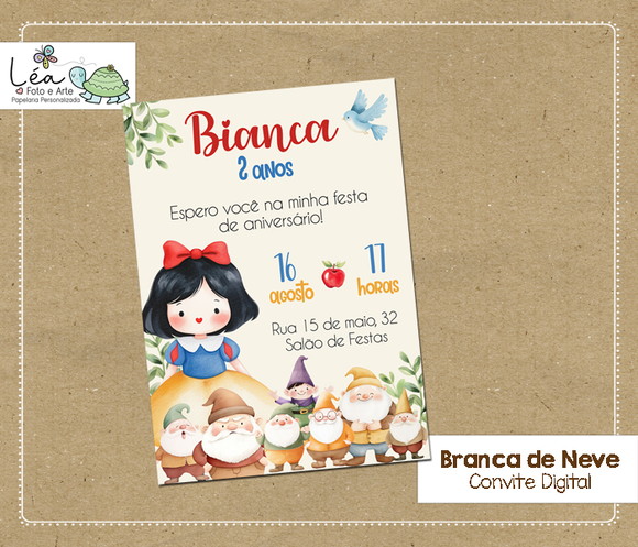 Convite Digital Branca de Neve e os 7 Anões