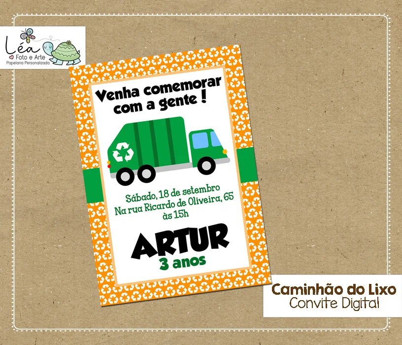 Convite digital Caminhão do Lixo - Imagem 1