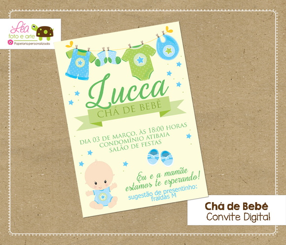 Convite digital Chá de Bebê Menino