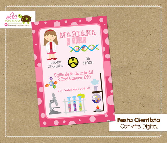 Convite digital Cientista Menina