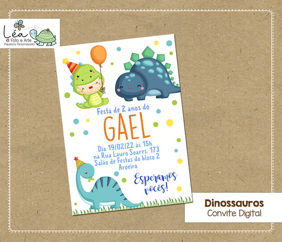 Convite Digital Dino Baby Menino