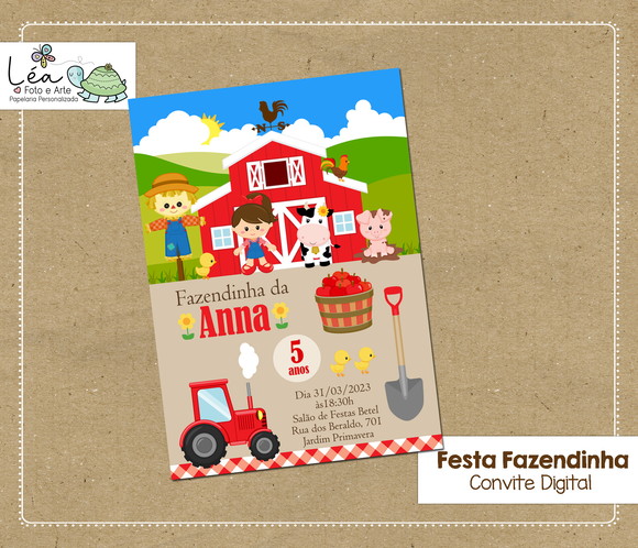 Convite Digital Fazendinha Menina