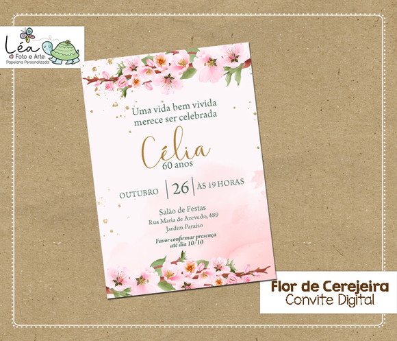 Convite Digital Festa 60 Anos Flor de Cerejeira