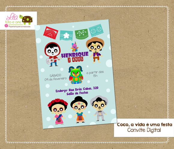 Convite digital Festa Coco, a vida é uma festa