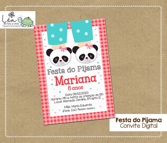 Convite Digital Festa do Pijama