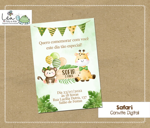 Convite Digital Festa Infantil Safari