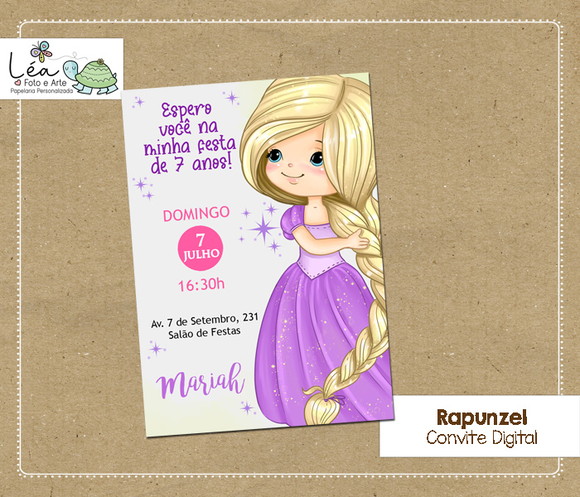 Convite Digital Festa Rapunzel