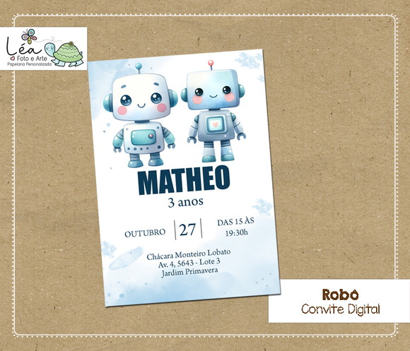 Convite Digital Festa Robozinho