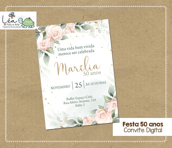 Convite Digital Flores Festa 50 Anos