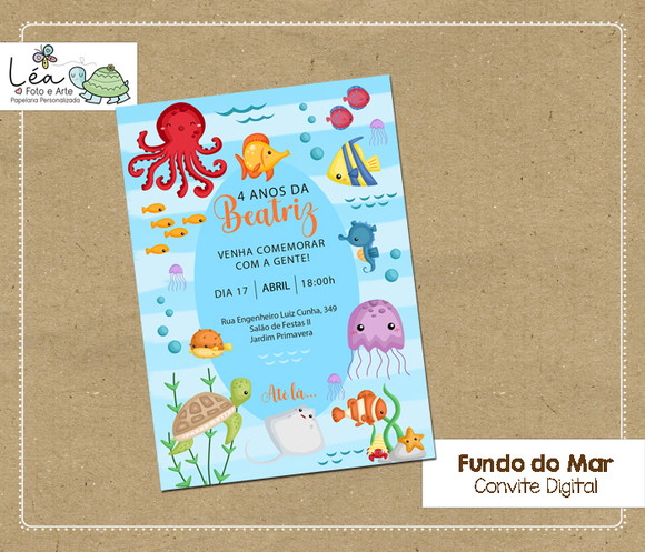 Convite Digital Fundo do Mar Menina