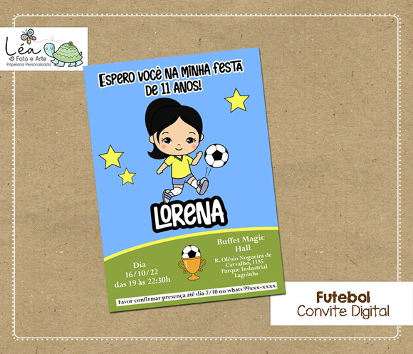 Convite Digital Futebol Menina 1