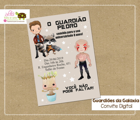 Convite digital Guardiões da Galáxia