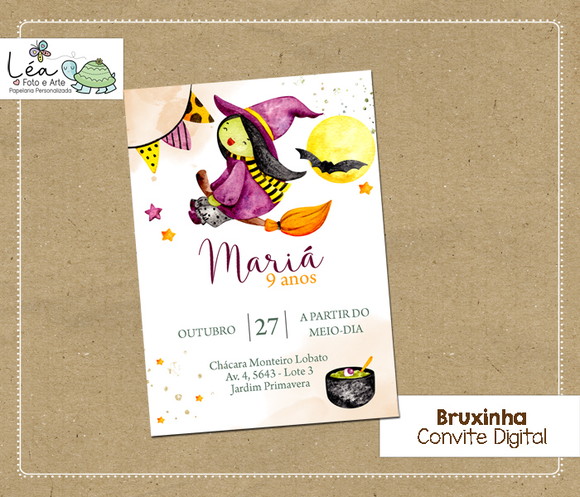Convite Digital Halloween Bruxinha