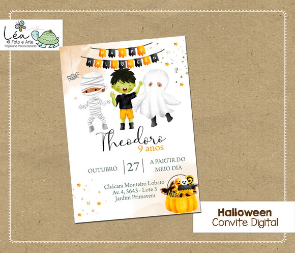 Convite Digital Halloween Menino