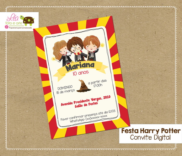 Convite digital Harry Potter