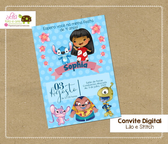 Convite Digital Lilo e Stitch